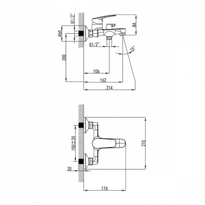 Смеситель для ванны Milardo Horizont HORSB02M02 Хром