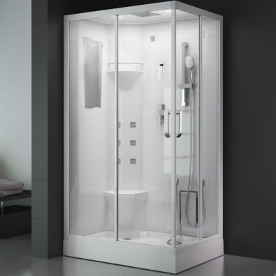 Душевая кабина SSWW BU102A L 120x85 с баней профиль Белый задняя стенка Белая