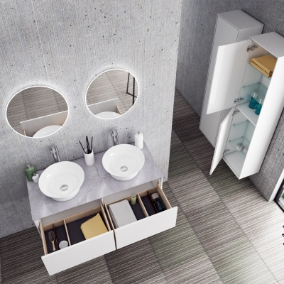 Тумба под раковину Diborg Elise 120 77.7229 подвесная Белый глянец