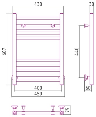 Водяной полотенцесушитель Сунержа Модус 600х400 Хром