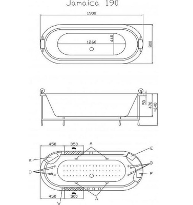 Акриловая ванна Victory Spa Jamaica 190 Без системы управления