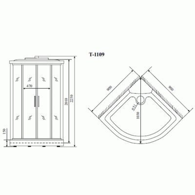 Душевая кабина Timo Standart T-6609 S 90x90 профиль Хром стекло прозрачное