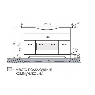 Тумба с раковиной СанТа Монарх 120/2 на цоколе Белая