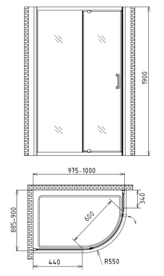 Душевой уголок Gemy Sunny Bay 100х90 профиль Хром стекло прозрачное