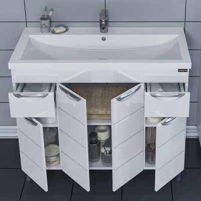 Тумба с раковиной СанТа Родос 100 Белая