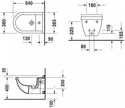 Биде Duravit Starck 3 2280150000 подвесное Белое