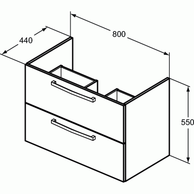 Тумба под раковину Ideal Standard Tempo 80 E3242SG подвесная Серый дуб