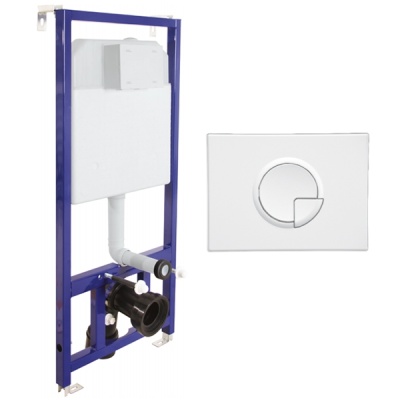 Инсталляция Berges Wasserhaus Novum R1 040221 для подвесных унитазов с Белой клавишей смыва