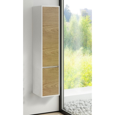 Шкаф пенал SanVit Мэри-4 32 с фактурой под дерево подвесной Акация светлая