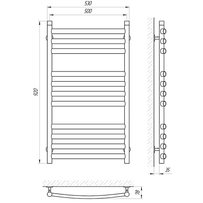 Водяной полотенцесушитель Laris Классик Премиум П11 90x50 73207320 Хром