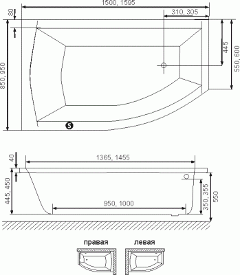 Акриловая ванна Excellent Magnus 150 Правая