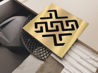 Душевой трап Berges Wasserhaus Platz Antik 150x150 092061 с решеткой Золото глянец