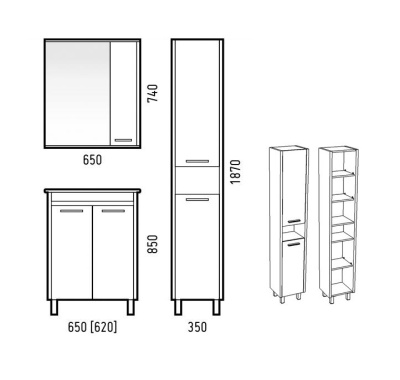 Шкаф пенал Corozo Лорена 35 SD-00000305 Лайн Белый