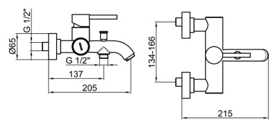 Смеситель для ванны Webert Elio EL850102 Хром глянцевый