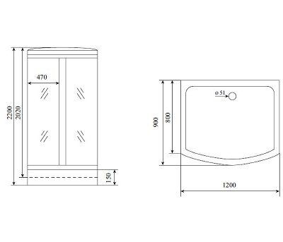 Душевая кабина Timo Standart T-1115 120x90 с гидромассажем
