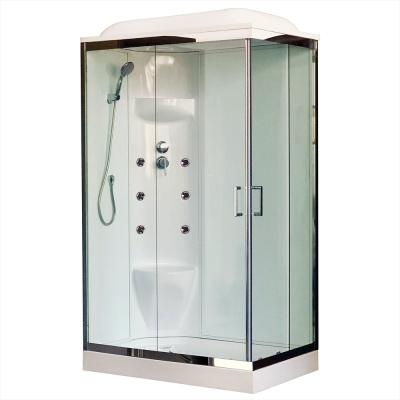 Душевая кабина Royal Bath HP 120х80 RB8120HP6-WT-CH-L стекло прозрачное задняя стенка Белая