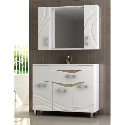 Зеркало со шкафом Vigo Mirella 100 с подсветкой Белое Зеркало со шкафом Vigo Mirella 100 с подсветкой Белое