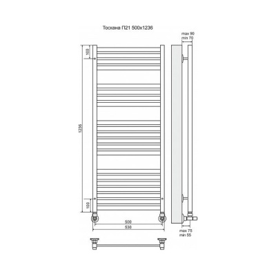 Водяной полотенцесушитель Terminus Тоскана П21 500x1236 4620768886232 Хром