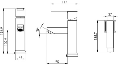 Смеситель для раковины Shouder Sharp 0380204 Хром