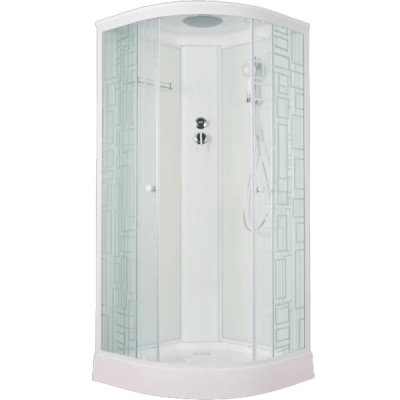 Душевая кабина Bolu Sektors 100х100 BL-100n профиль Белый стекло прозрачное с художественным рисунком