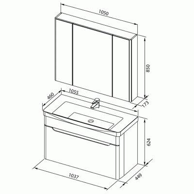 Комплект мебели для ванной Aquanet София 105 203651 подвесной Белый