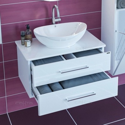 Тумба с раковиной СанТа Вегас 80 226015л подвесная Белая