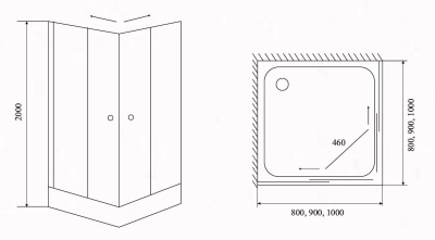 Душевой уголок Timo 90x90 TL-9002F профиль Хром стекло матовое
