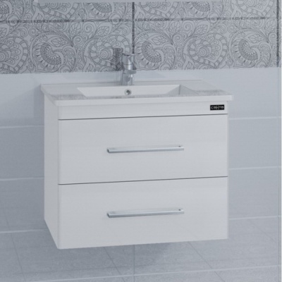 Тумба с раковиной СанТа Вегас 65 2 ящика подвесная Белая