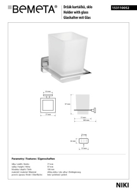 Стакан для зубных щеток Bemeta Niki 153110052 Хром
