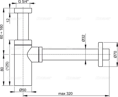 Сифон для раковины Alcaplast A400 Хром