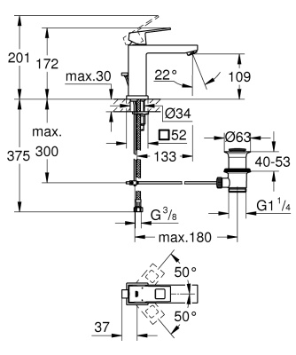 Смеситель для раковины Grohe Eurocube 23445000 Хром