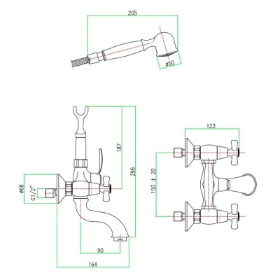 Смеситель для ванны Webert Armony AM720201065(153) Бронза