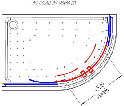 Душевой уголок Radomir 120x80 L 1-03-1-1-0-0081 с поддоном профиль Белый стекло матовое