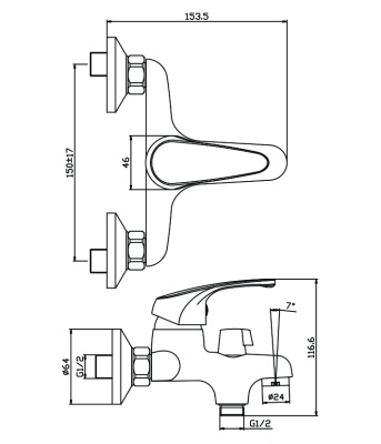 Смеситель для ванны Olive's Avila 02211AV Хром