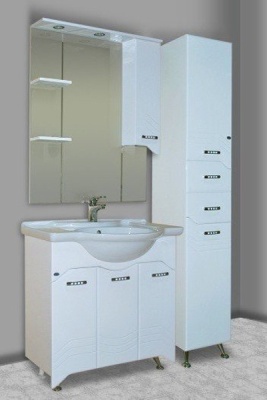 Тумба c раковиной Bellezza Дрея 85 с бельевой корзиной Белая