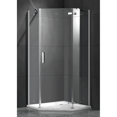 Душевой уголок Gemy Fall Tea 90х90 пятиугольный профиль Хром стекло прозрачное