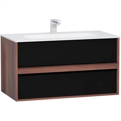 Тумба с раковиной Vitra Metropole 100 58183 подвесная Сливовое дерево Черная