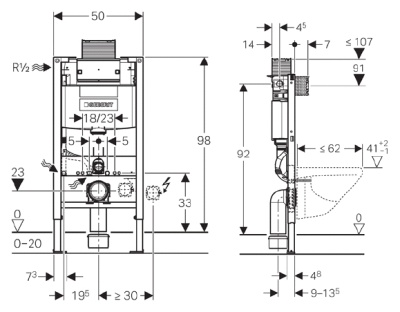 Инсталляция Geberit Duofix Omega 12 111.030.00.1 для унитаза со смывным бачком