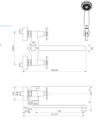 Смеситель для ванны Vidima Art BA329AA Хром