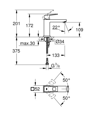 Смеситель для раковины Grohe Eurocube 23446000 Хром