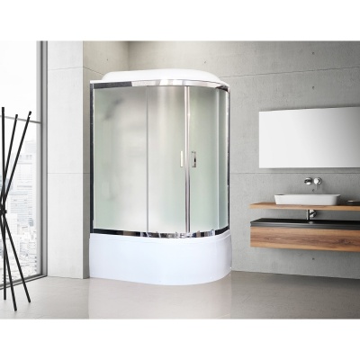 Душевая кабина Royal Bath ВК 120x80 RB8120BK3-WC-CH-L с гидромассажем стекло матовое задние стенки Белые