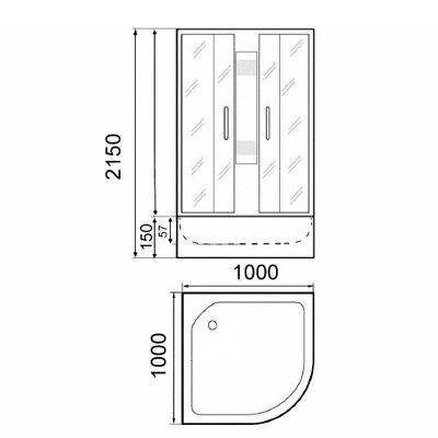 Душевая кабина Parly Super SP101 100х215 профиль Полированный алюминий стекло тонированное