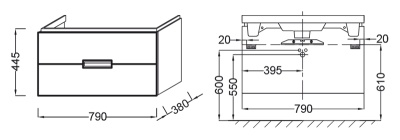 Тумба под раковину Jacob Delafon Reve 80 EB1135-G80 подвесная Светло-коричневая глянцевая