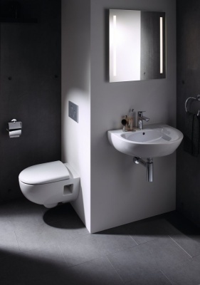 Комплект унитаза с инсталляцией Geberit Renova 500.103.DW.R с сиденьем Микролифт и Черной клавишей смыва