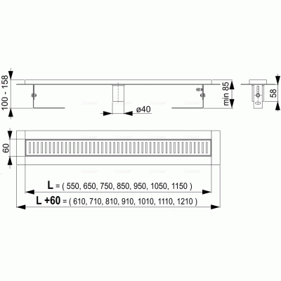 Душевой лоток Alcaplast APZ2001-550 без решетки