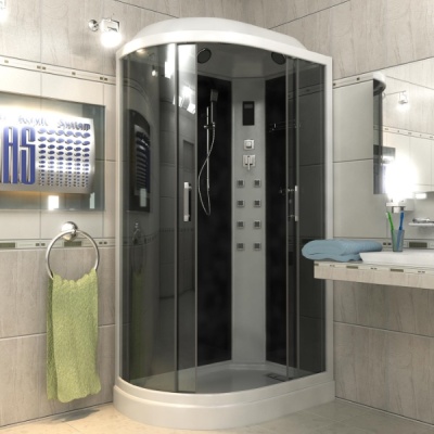 Душевая кабина Bas Кариба 120х80 с гидромассажем стекло Грейп задняя стенка Белая L