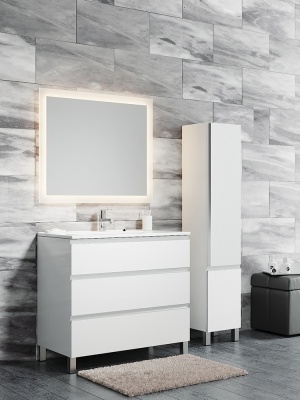 Тумба с раковиной SanVit Авеню-3 90 kavenu390 в цвете Ral Белый глянец