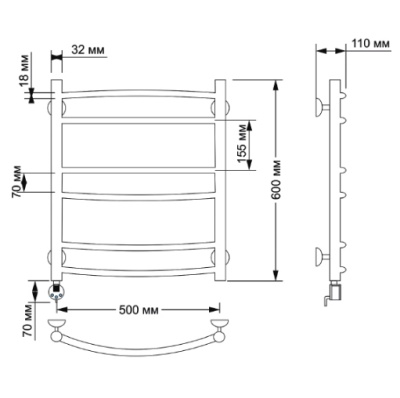 Электрический полотенцесушитель Secado Милан 2 50х60 Бронза