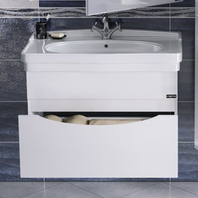 Тумба с раковиной СанТа Сатурн 85 700199 подвесная Белая