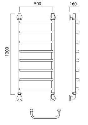 Водяной полотенцесушитель Aquanerzh 00-06A12050 Хром